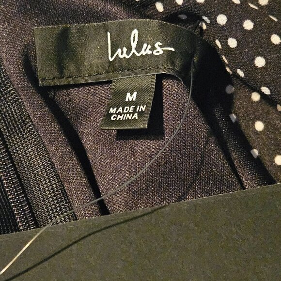 Lulus Floral To See Black Polka Dot Long Sleeve Mini Dress Size medium NWT - Picture 8 of 10